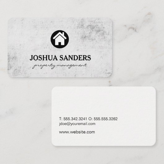 Minimalistische thuispictogramstructuur visitekaartje (Voorkant / Achterkant)