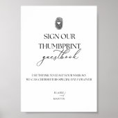 Minimalistische Thumbprint bruiloft Gast Boek teke Poster (Voorkant)