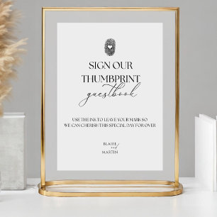 Minimalistische Thumbprint bruiloft Gast Boek teke Poster