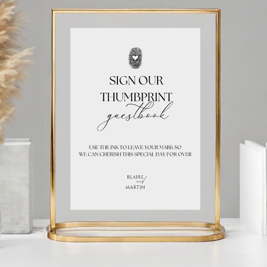 Minimalistische Thumbprint bruiloft Gast Boek teke Poster