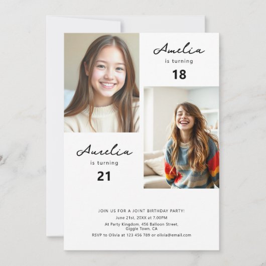 Minimalistische tiener meisjes gezamenlijke verjaa kaart (Voorkant)