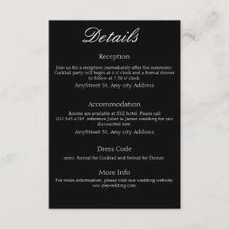 Minimalistische tijdloze zwart-wit informatiekaartje