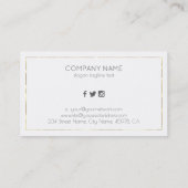 Minimalistische Tin gouden rand op wit Visitekaartje (Achterkant)