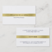 Minimalistische tin metallic gouden strepen op wit visitekaartje (Voorkant / Achterkant)