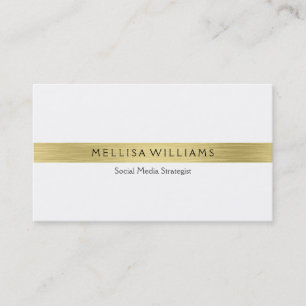 Minimalistische tin metallic gouden strepen op wit visitekaartje