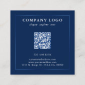 Minimalistische tinblauwe rand vierkante visitekaartje (Achterkant)