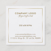 Minimalistische tingouden rand vierkante visitekaartje (Achterkant)