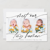 Minimalistische Tiny Human Newborn Baby 3 fotocoll Aankondiging (Voorkant)