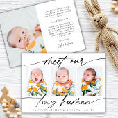 Minimalistische Tiny Human Newborn Baby 3 fotocoll Aankondiging