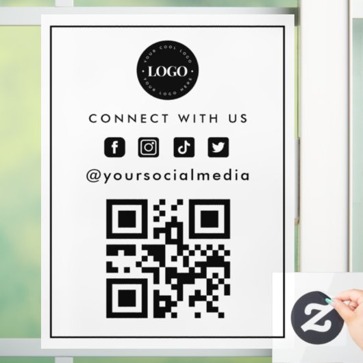 Minimalistische Toevoeg Logo Qr Code Scan Sociale  Raamsticker (Huis)
