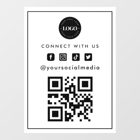 Minimalistische Toevoeg Logo Qr Code Scan Sociale  Raamsticker (Vel)
