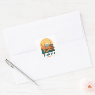 Minimalistische Tokyo Japan Reis Souvenir Magneet  Vierkante Sticker