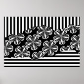 Minimalistische torn Black & White Floral Stripes Poster (Voorkant)