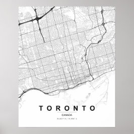 Minimalistische Toronto-kaart (zwart-wit) Poster