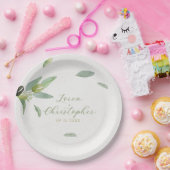 Minimalistische Toscaanse olijfbladeren tak Papieren Bordje (Feest)