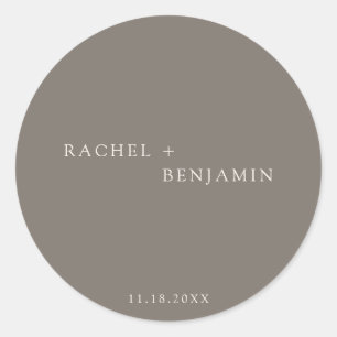 Minimalistische traditionele eenvoudige taupe ivoo ronde sticker