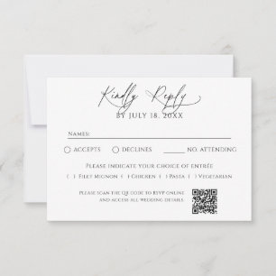Minimalistische traditionele QR-code RSVP Kaartje
