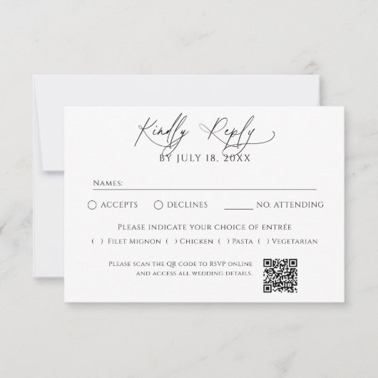 Minimalistische traditionele QR-code RSVP Kaartje (Voorkant)
