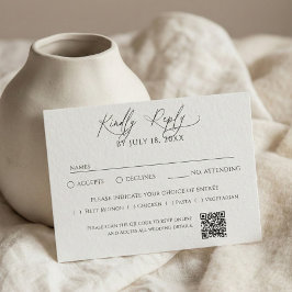 Minimalistische traditionele witte QR-code RSVP Kaartje