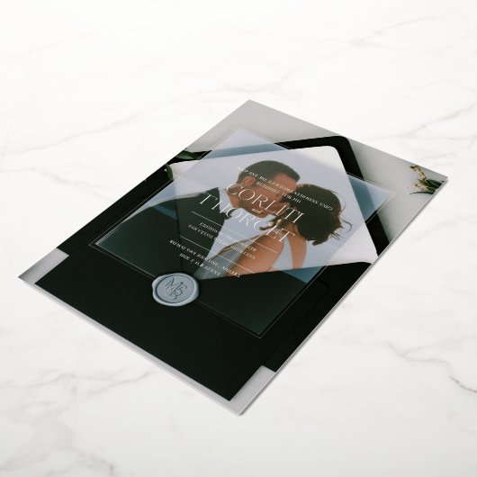 Minimalistische transparante huwelijksuitnodiging folie uitnodiging (Gedraaid)