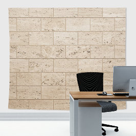 Minimalistische Travertijn Steen Blok Wand Achterg Wandkleed