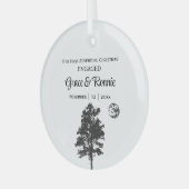Minimalistische Tree Moon Couple verloofd met Chri Glas Ornament (Voorkant links)