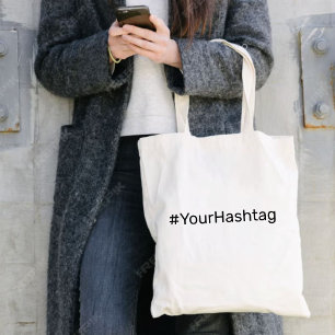 Minimalistische trending topic Hedendaagse hashtag Tote Bag