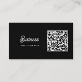 Minimalistische Trendy Elegant QR Code Zwart Visitekaartje (Voorkant)