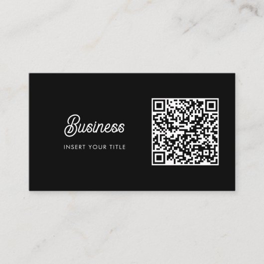 Minimalistische Trendy Elegant QR Code Zwart Visitekaartje (Voorkant)