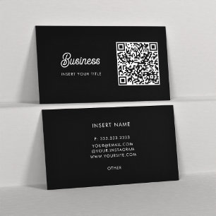 Minimalistische Trendy Elegant QR Code Zwart Visitekaartje