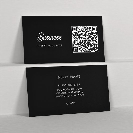 Minimalistische Trendy Elegant QR Code Zwart Visitekaartje
