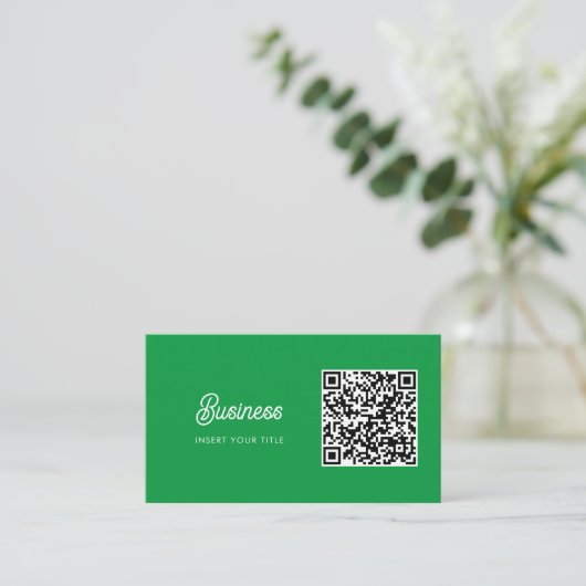 Minimalistische Trendy Elegante QR Code Kelly Gree Visitekaartje (Staand voorkant)