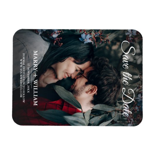 Minimalistische trendy foto Bewaar de datum huweli Magneet (Horizontaal)