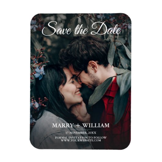 Minimalistische trendy foto Bewaar de datum huweli Magneet (Verticaal)