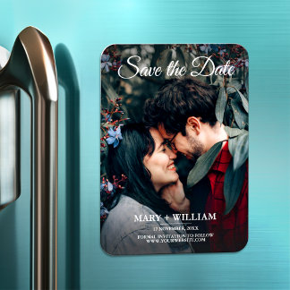 Minimalistische trendy foto Bewaar de datum huweli Magneet