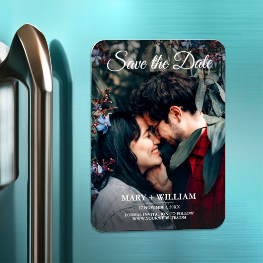 Minimalistische trendy foto Bewaar de datum huweli Magneet