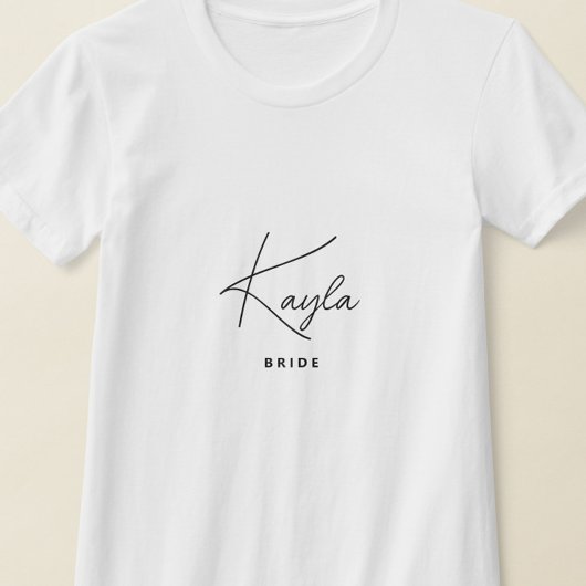 Minimalistische Trendy Gepersonaliseerde Bruid T-shirt