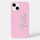 Minimalistische Trendy Groene en Roze Script Naam Case-Mate iPhone Case (Achterkant)