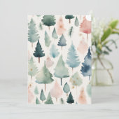 Minimalistische trendy kerstbomen Waterverf Feestdagenkaart (Staand voorkant)