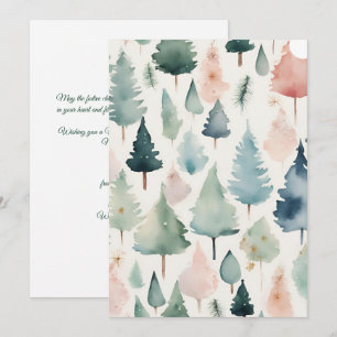 Minimalistische trendy kerstbomen Waterverf Feestdagenkaart