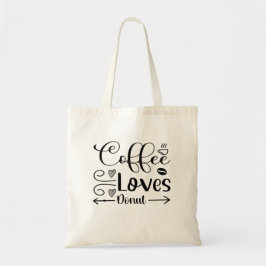 Minimalistische trendy koffie houdt van donut tote bag