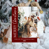 Minimalistische trendy moderne foto familie kerst feestdagenkaart