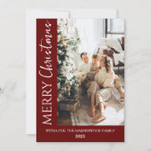 Minimalistische trendy moderne foto familie kerst feestdagenkaart (Voorkant)