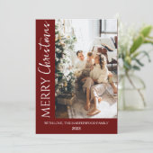 Minimalistische trendy moderne foto familie kerst feestdagenkaart (Staand voorkant)