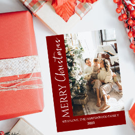 Minimalistische trendy moderne foto familie kerst folie feestdagenkaart