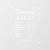 Minimalistische trendy openingsuren wit raamsticker (Vel)