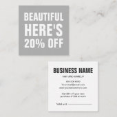 Minimalistische trendy simpele moderne grijs kortingskaartje (Voorkant / Achterkant)