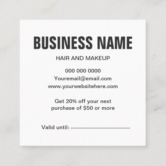 Minimalistische trendy simpele moderne grijs kortingskaartje (Achterkant)