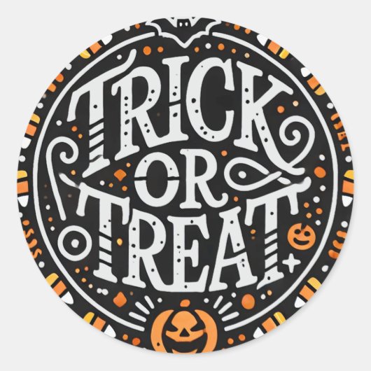Minimalistische Trick or treat Halloween Ronde Sticker (Voorkant)