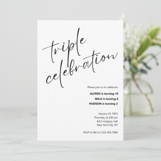 Minimalistische Triple Celebration gezamenlijke ve Kaart (Staand voorkant)
